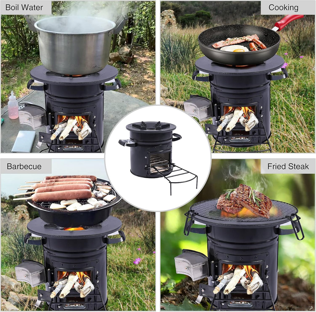 Camping Rocket Stove Wood Burning Portable for Cooking, Outdoor Camping Wood Stove with Carrying Bag for Backpacking