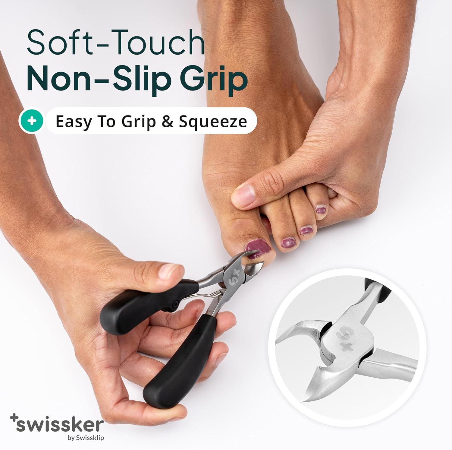 Swissker by Swissklip Heavy Duty Toenail Clippers for Men and Women – Professional Ergonomic Large Toe Nail Cutter &