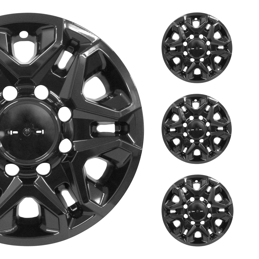 18" Gloss Black Wheel Skin Set Compatible with Chevy Silverado