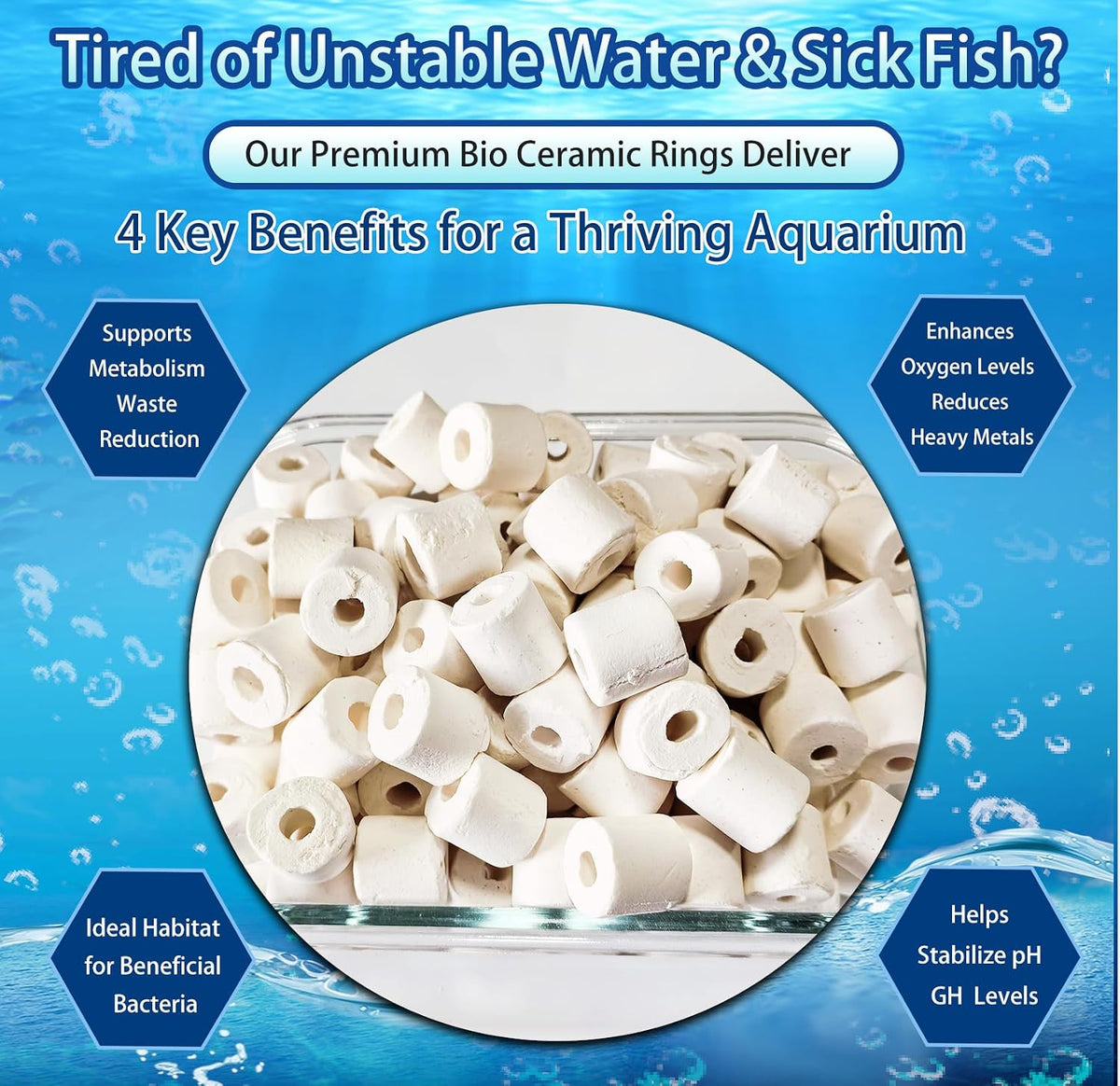 Aquarium Bio Ceramic Rings 2 lbs Filter Media for Pond Canister Reef Tank