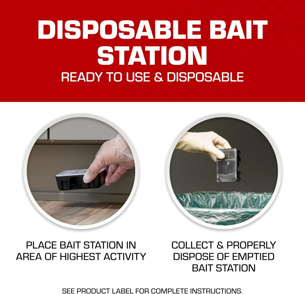 Mouse Killer, Child & Dog Resistant, Disposable Station, 2 Stations | Indoor/Outdoor Use, Easy Monitoring, 2