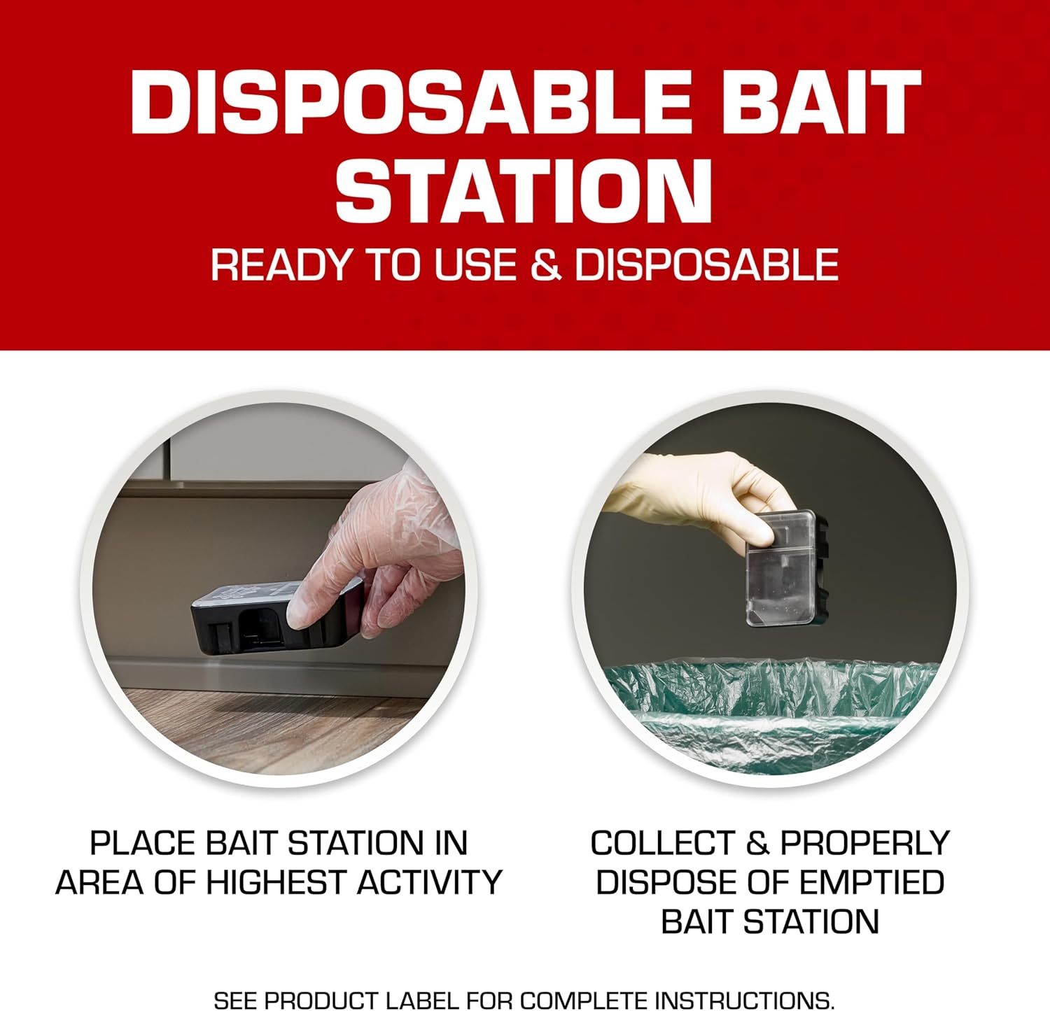 Mouse Killer, Child & Dog Resistant, Disposable Station, 2 Stations | Indoor/Outdoor Use, Easy Monitoring, 2