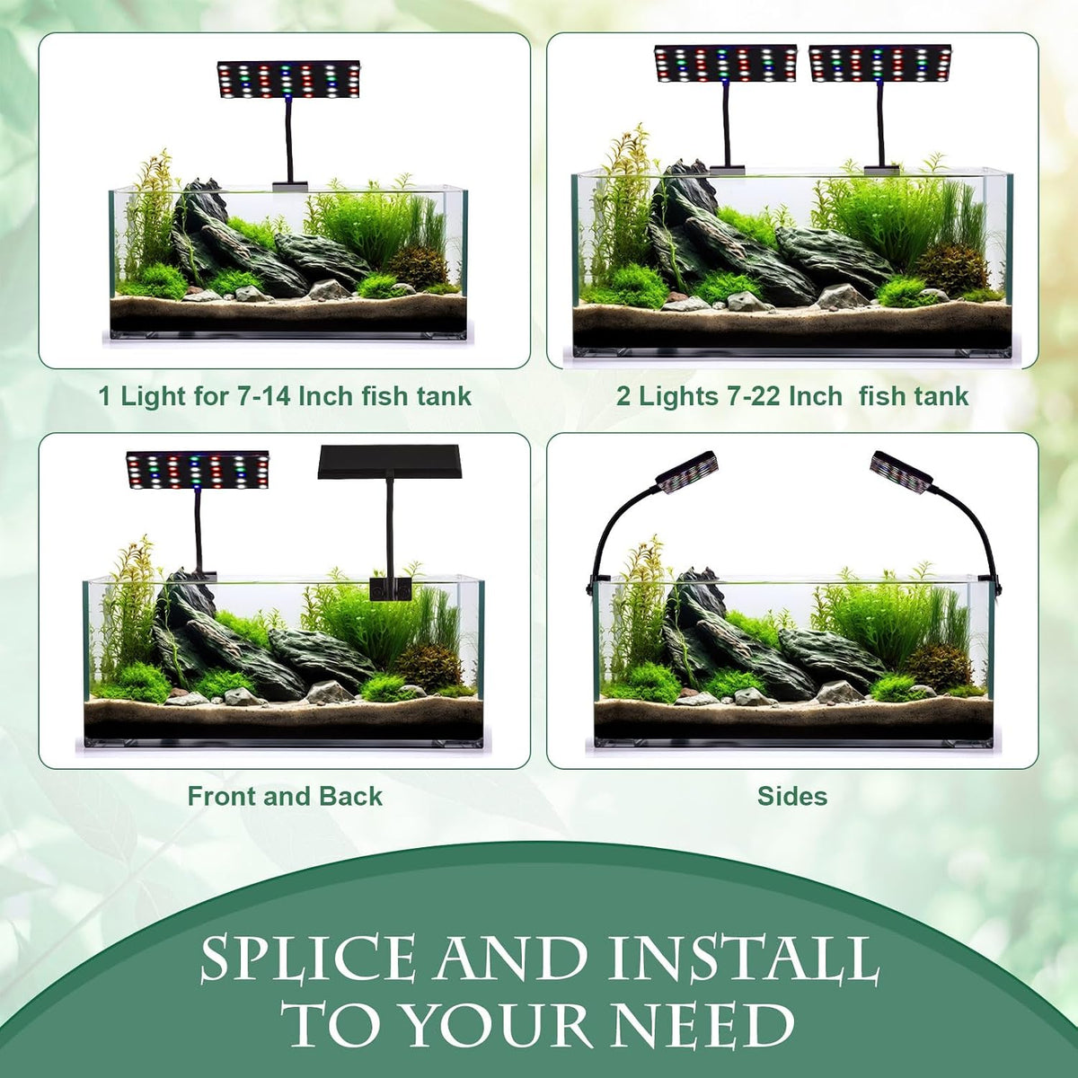 2 Pack Clip-on LED Aquarium Light for Plants, Full Spectrum