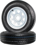 2-Pack Radial Trailer Tire Rim Assembly ST205/75R15 White 5 Lug
