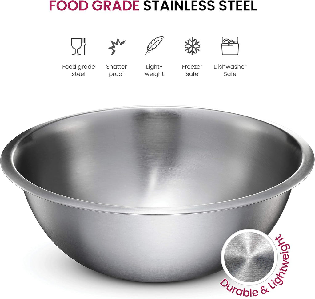 Stainless Steel Mixing Bowls Set, Dishwasher Safe, 6 Piece Metal Mixing Bowls For Kitchen, Nesting, Large, Small, Big