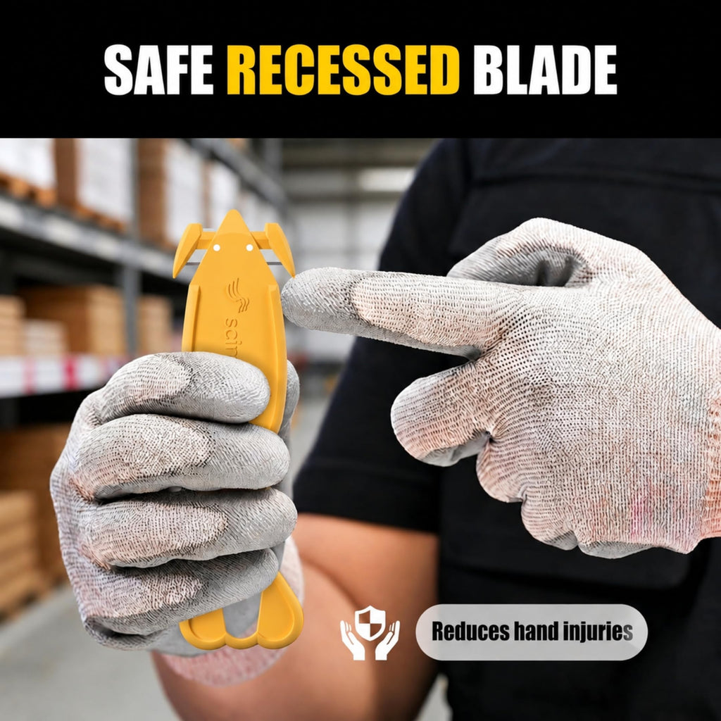 Safety Box Cutter Knife, Recessed SK-2 Blade, 12-Pack Assorted
