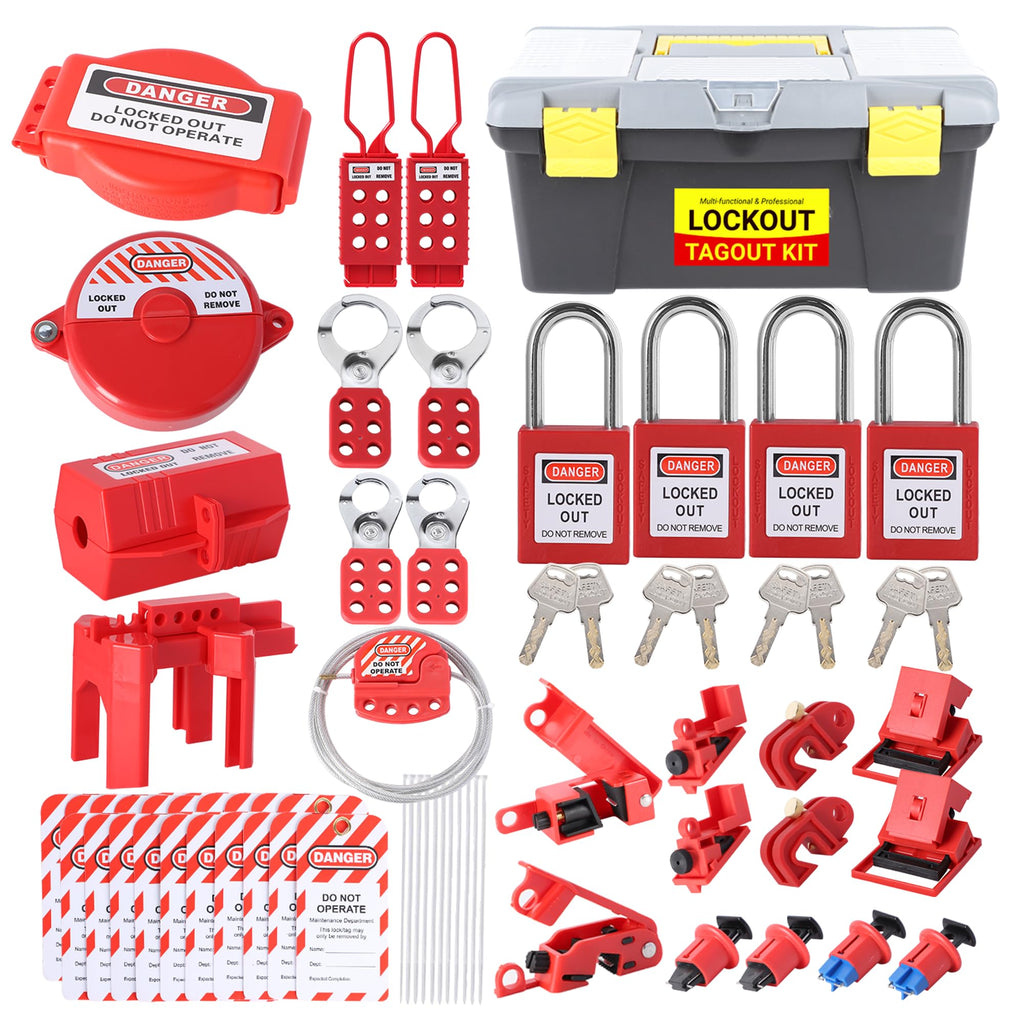 Loto Lockout Tagout Kit with Portable Toolbox & Industrial Safety Locks