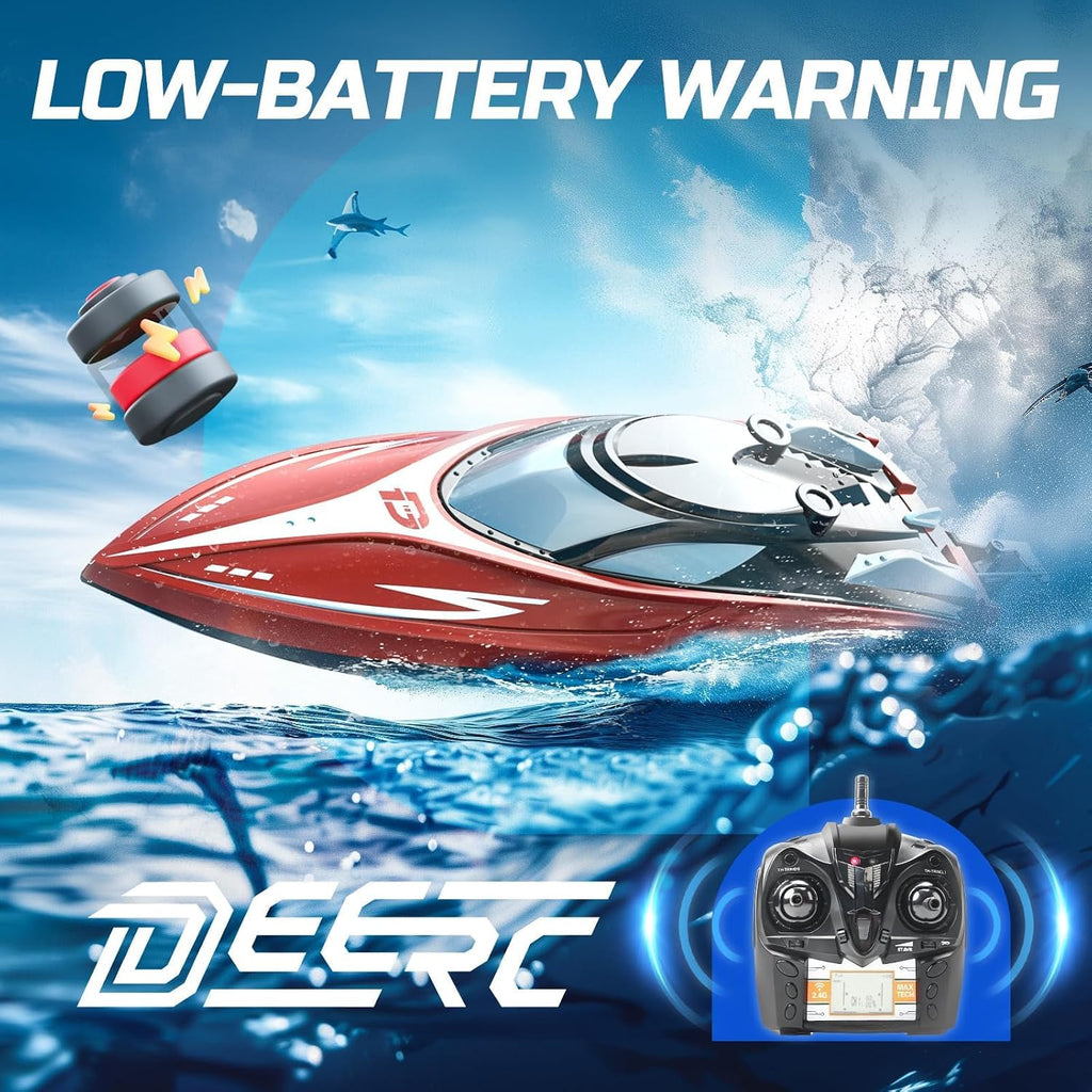 H120 Fast RC Boat for Pools and Lakes, 2.4 GHz 20+ MPH Racing Boats for Kids & Adults with Rechargeable Battery,Low