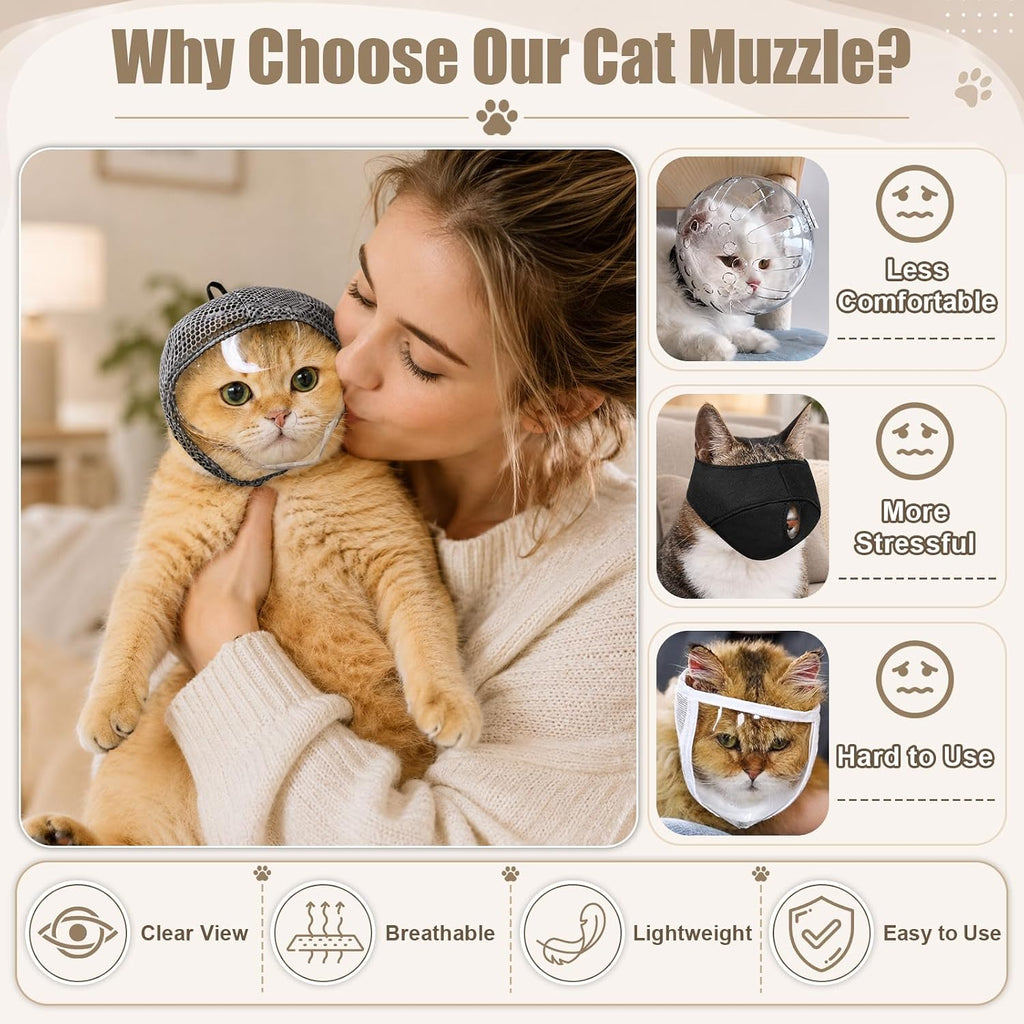 Adjustable Cat Muzzle for Grooming and Biting Prevention (S)