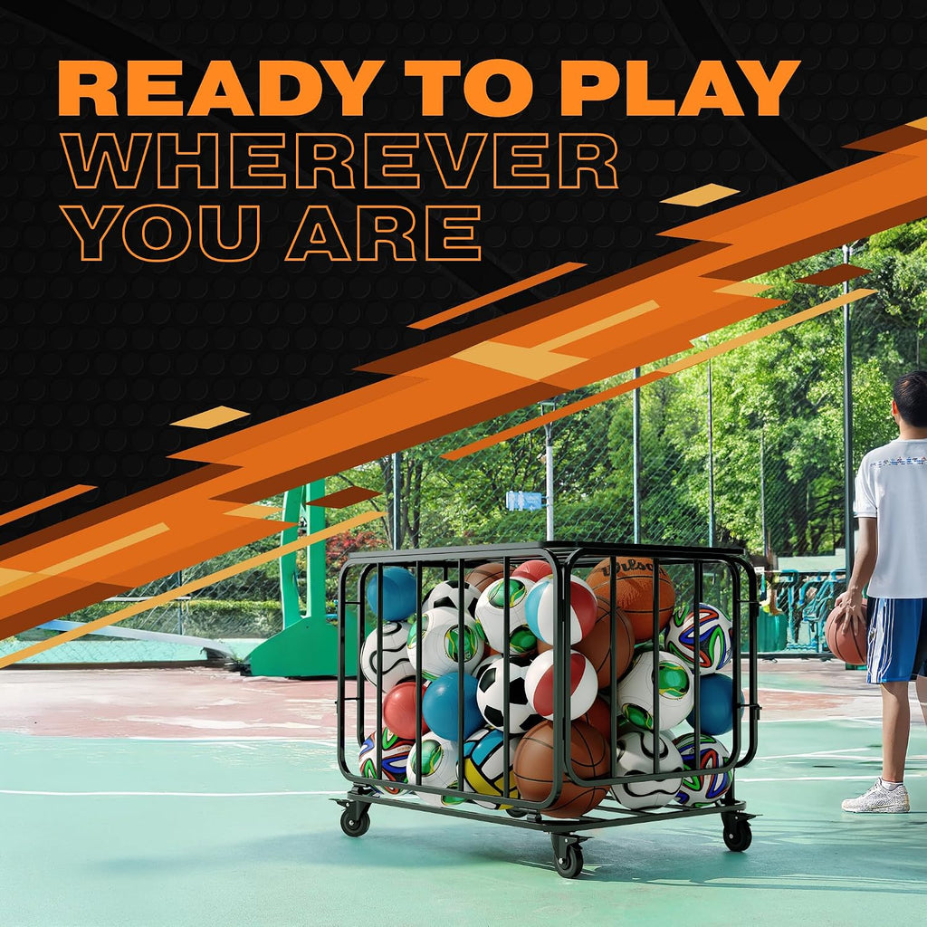 Ball Cart, Ball Storage, Basketball Cart, Volleyball, Large Metal Basket | Houseables Basketball Storage Bin, Sports