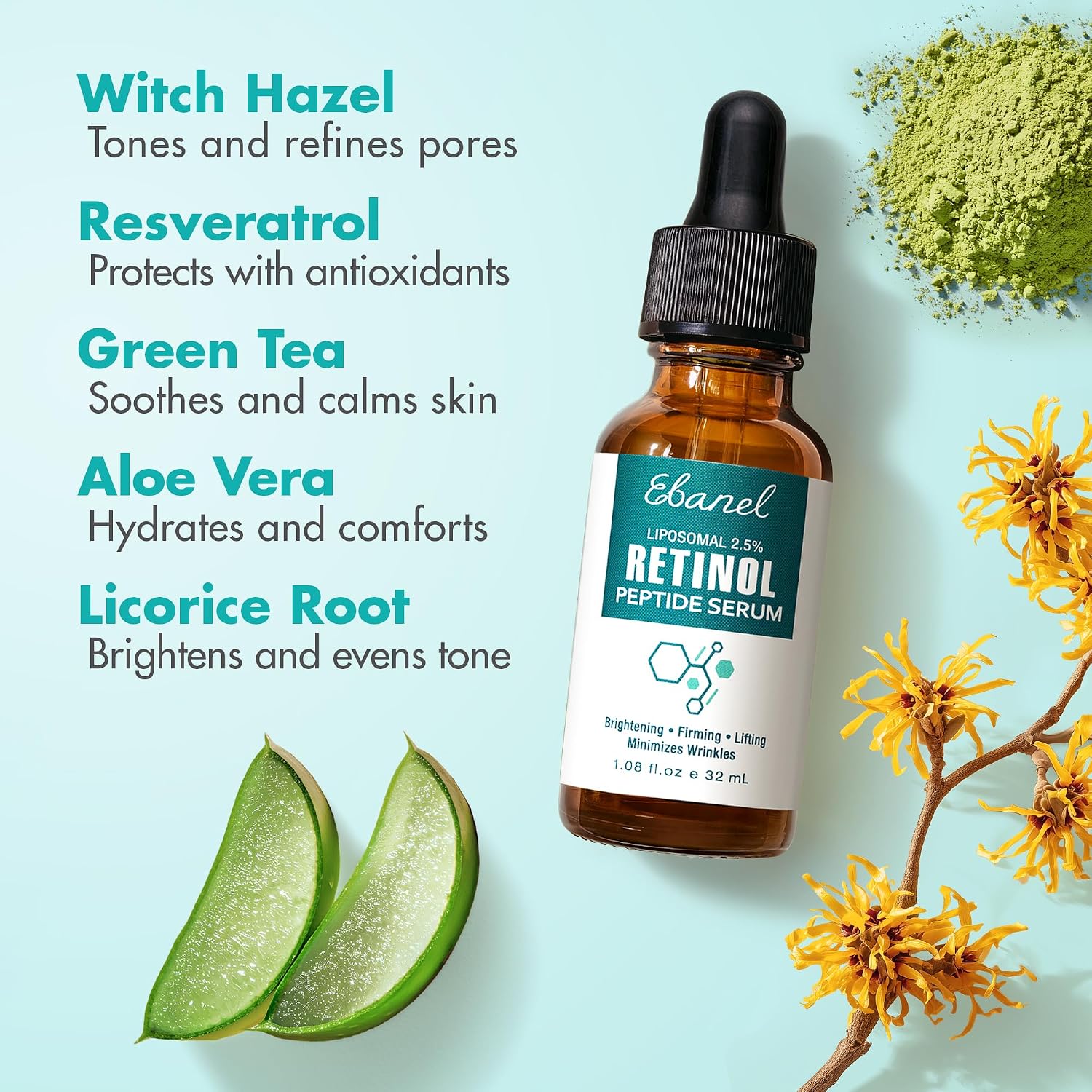 Retinol Serum for Face with Vitamin C, Peptides & Hyaluronic Acid | Anti-Aging Face Serum for Fine Lines, Uneven Skin