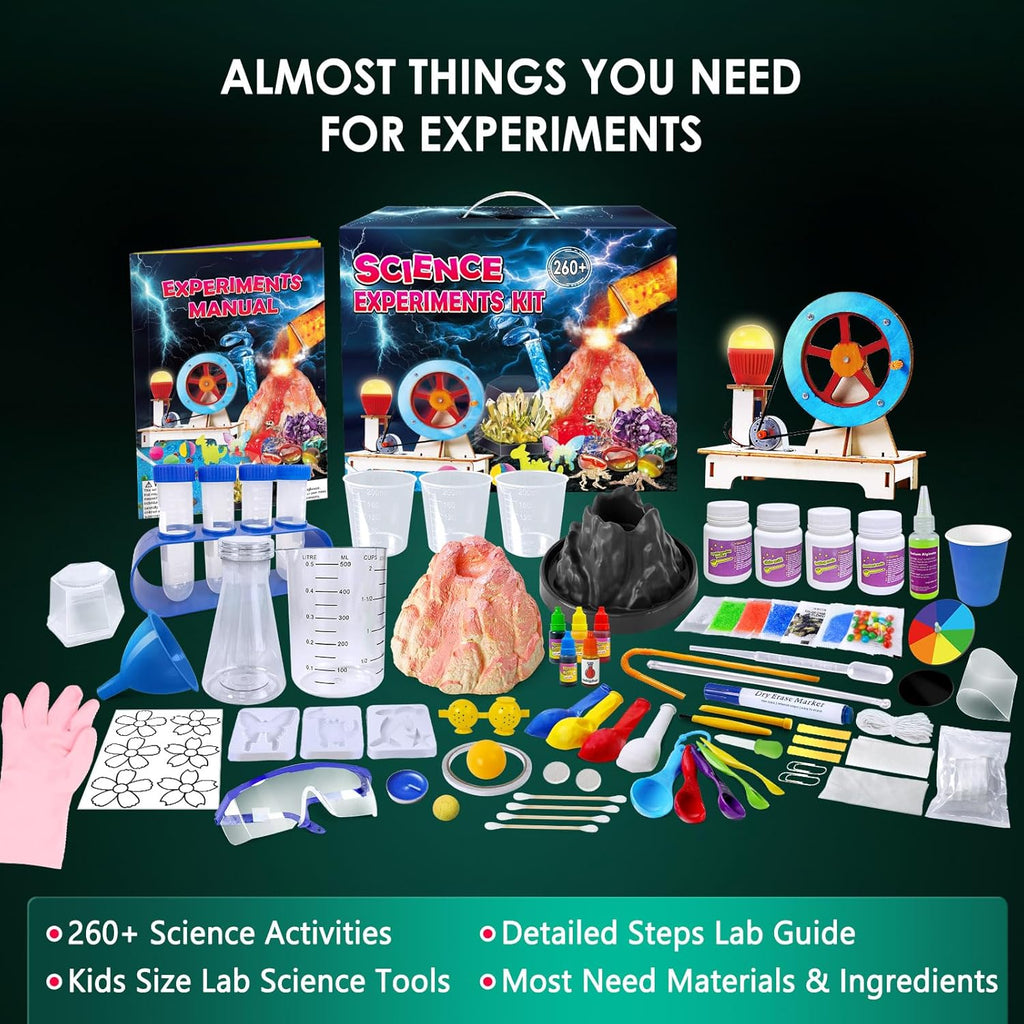 260+ Experiments Science Kits for Kids, S.T.E.M Science Projects | Dig Volcano Gemstones Crystal Making Soap bouncy