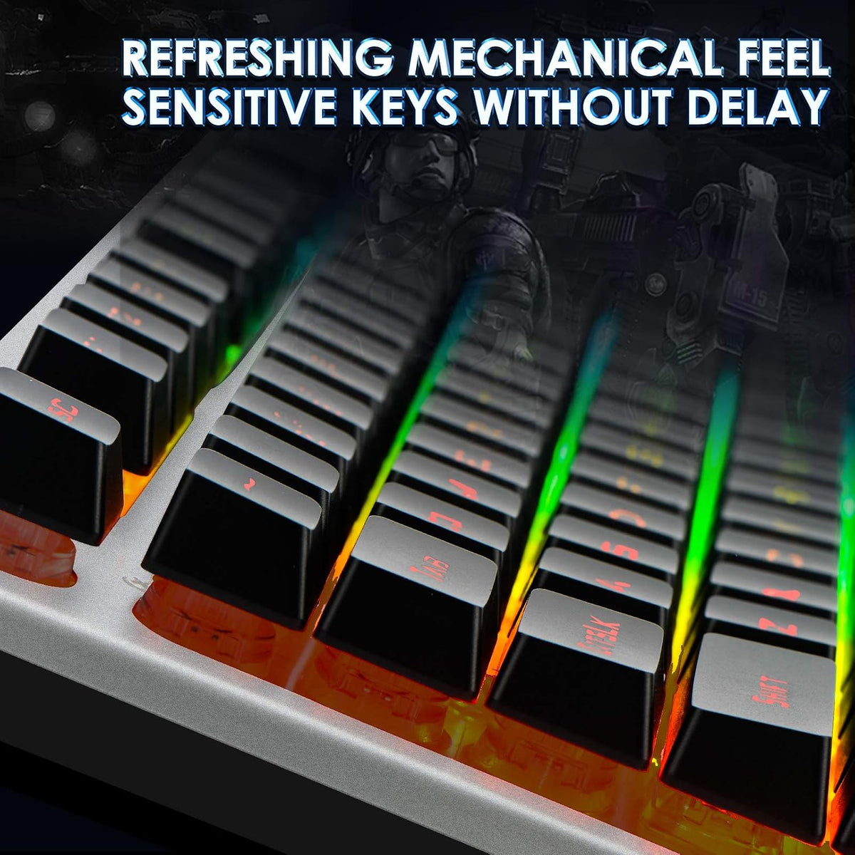 RGB Backlit Gaming Keyboard with Mouse Combo and Mouse pad, Multimedia Keyboard Knob,Mechanical Feel USB Wired