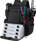 Fishing Backpack with 2 Rod Holders & 4 Tackle Boxes, Large Tackle Storage Bag With Rain Cover for Fishing Gear