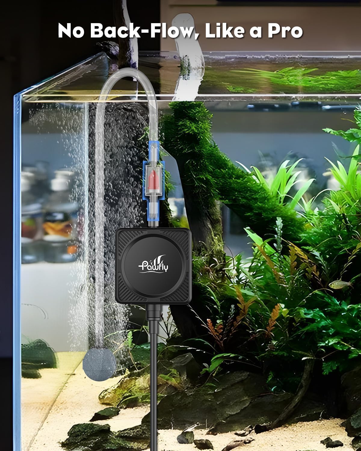 Mini Aquarium Air Pump, Ultra Quiet Oxygen Aerator Kit for 1-15 Gallon Fish Tanks with Air Tubing, Air Stone, Check