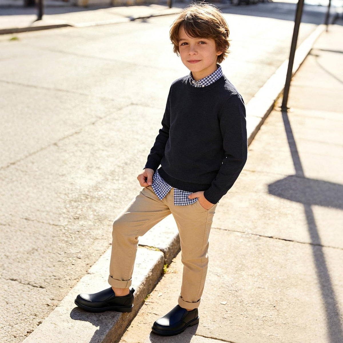 Boys Slip-On School Uniform Shoes Non-Slip Comfortable Loafers for Kids