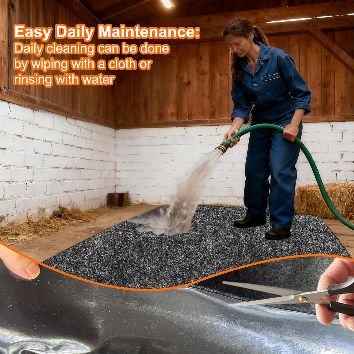 4x6 Ft Horse Stall Mat, Thick Stable Mat, Absorbent Lightweight Washable Floor Mat for Keeps Stable Barns Kennels