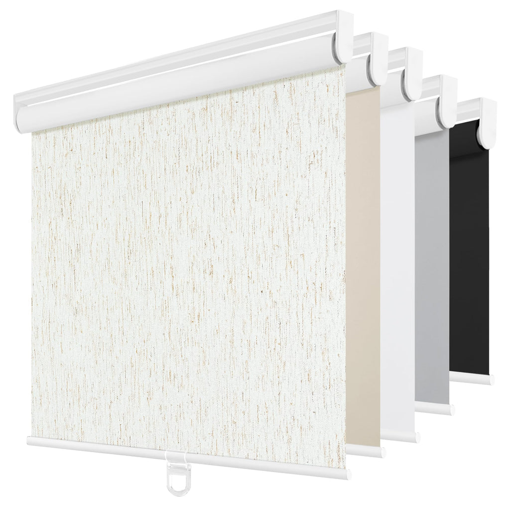 Linen Blackout Roller Shades, Cordless Window Blinds for Home