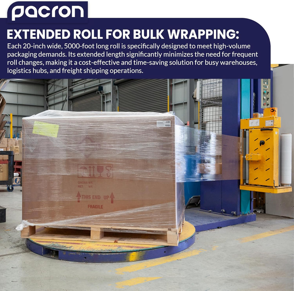 Machine Stretch Wrap 20" x 5000ft 1 Rolls 80 Gauge Heavy-Duty Pallet