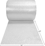 Perforated Bubble Cushioning Wrap - Medium 5/16", 24-Inch x 100-Foot Long Roll, Clear