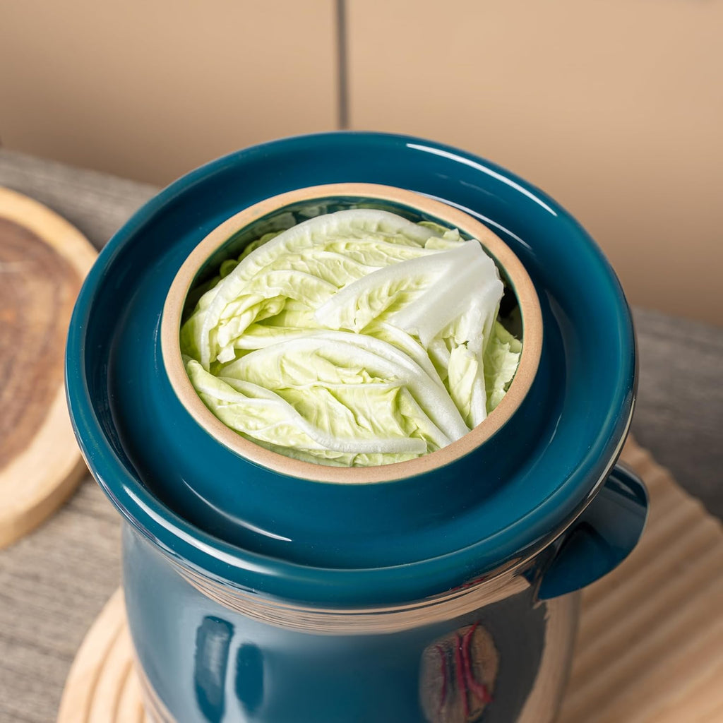 Fermentation Crock 3.8Liter/1 Gallon Stoneware Pot for Fermenting, Pickling Kimchi, Pickles, Vegetables, Kombucha