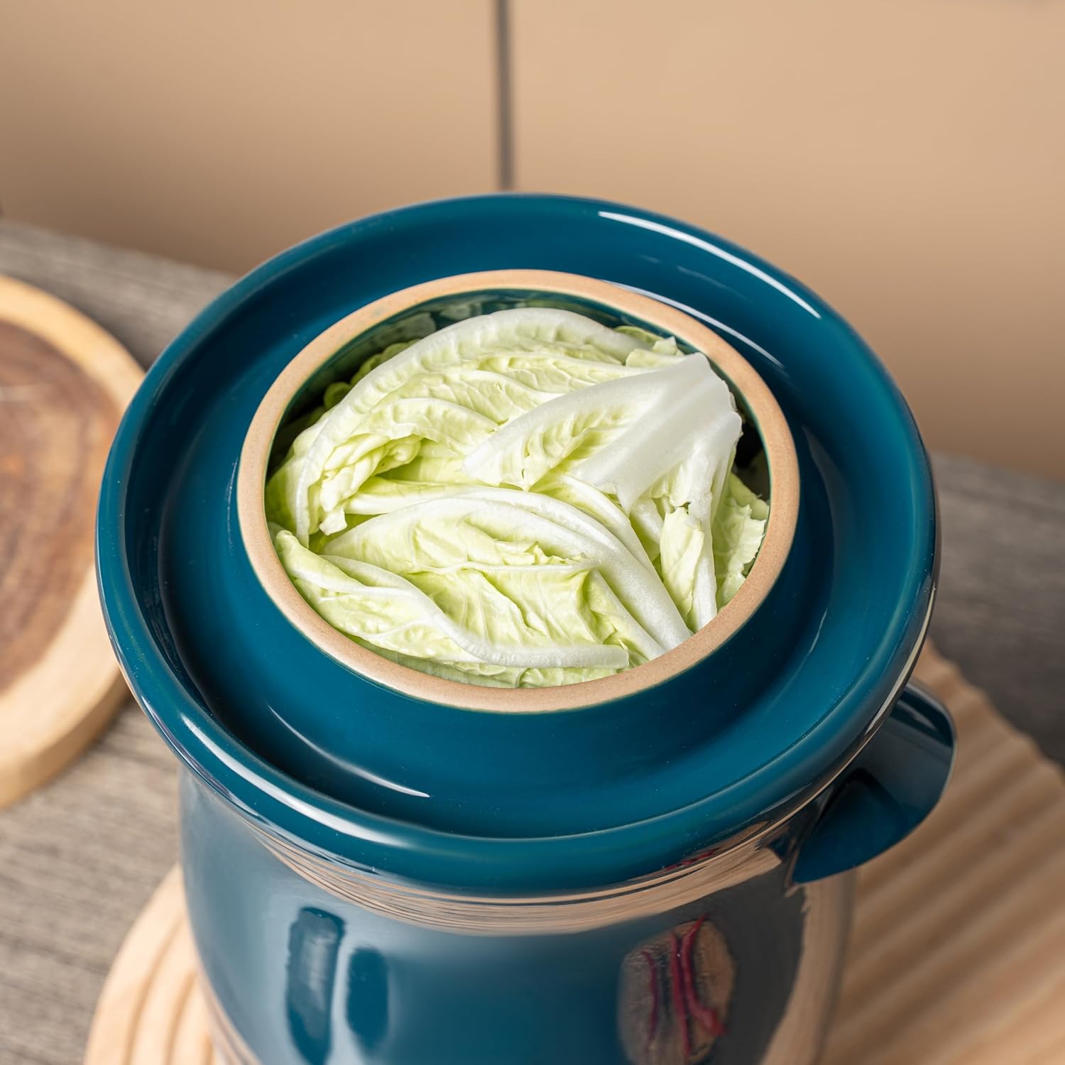 Fermentation Crock 3.8Liter/1 Gallon Stoneware Pot for Fermenting, Pickling Kimchi, Pickles, Vegetables, Kombucha
