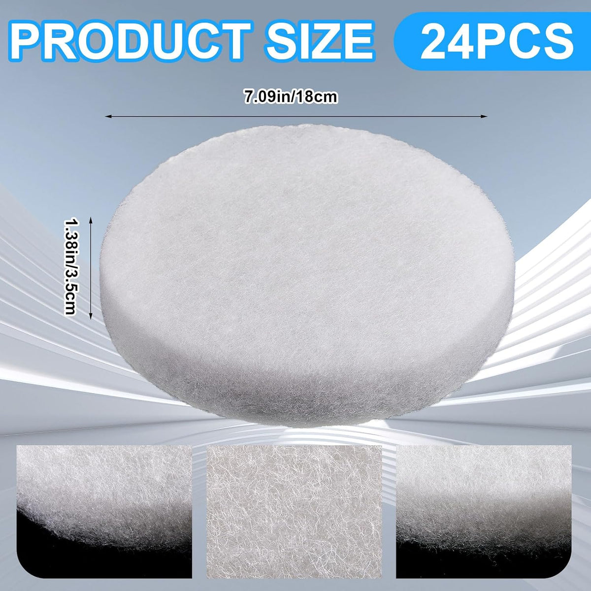 24 Pcs Polishing Filter Pads Compatible with Fluval Fx4, Fx5, Fx6