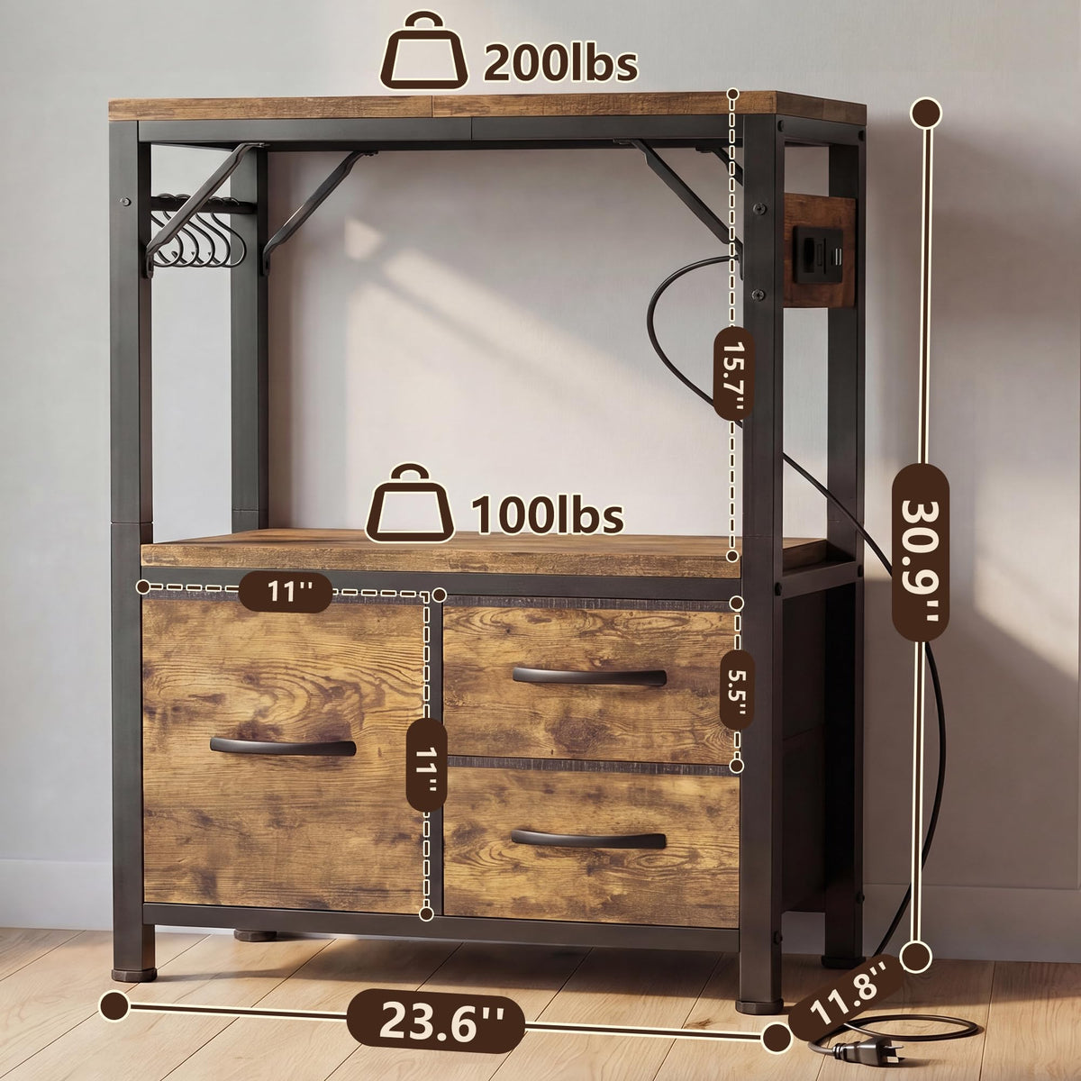 10-20 Gal Fish Tank Stand with Drawer, Power Outlet,200lbs HAS003SSR