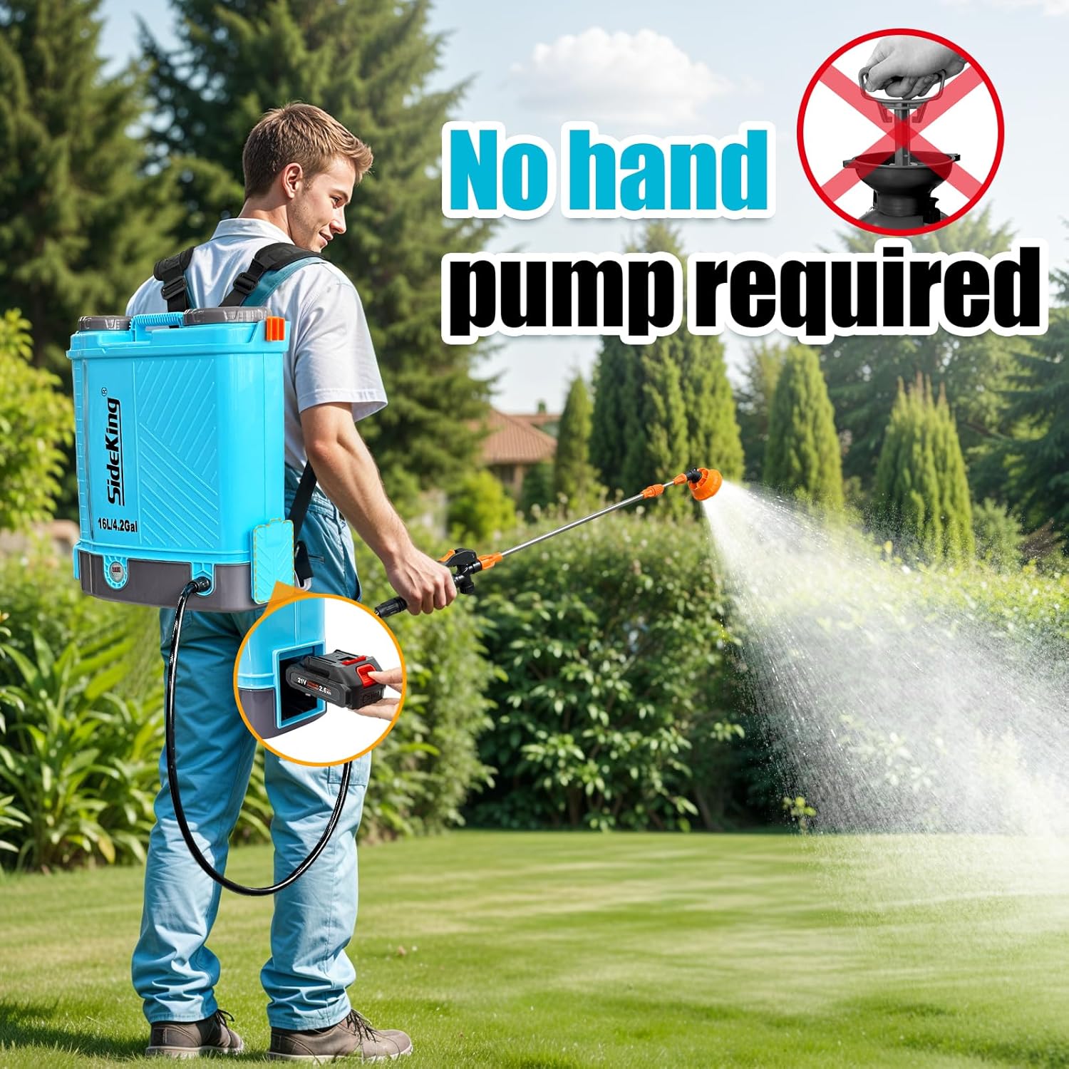 4 Gallon Battery Powered Backpack Sprayer, 100 PSI Adjustable Electric Weed Sprayer for Lawn & Garden, Compatible