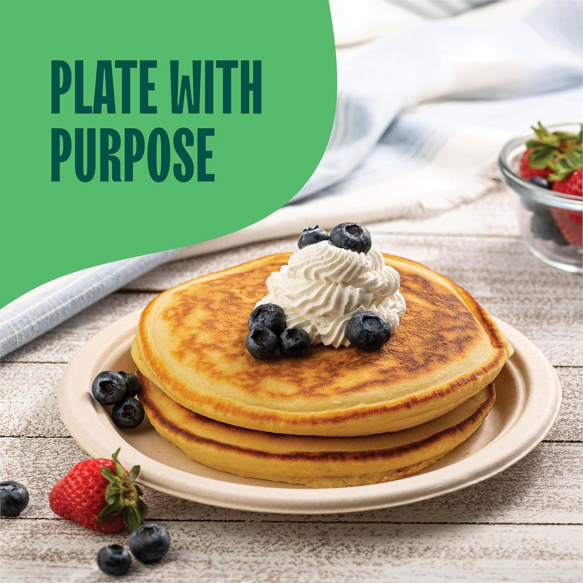 100% Compostable Paper Plates, Heavy Duty Disposable Plates [125-Pack] 9 Inch Plates - Eco-Friendly, Biodegradable