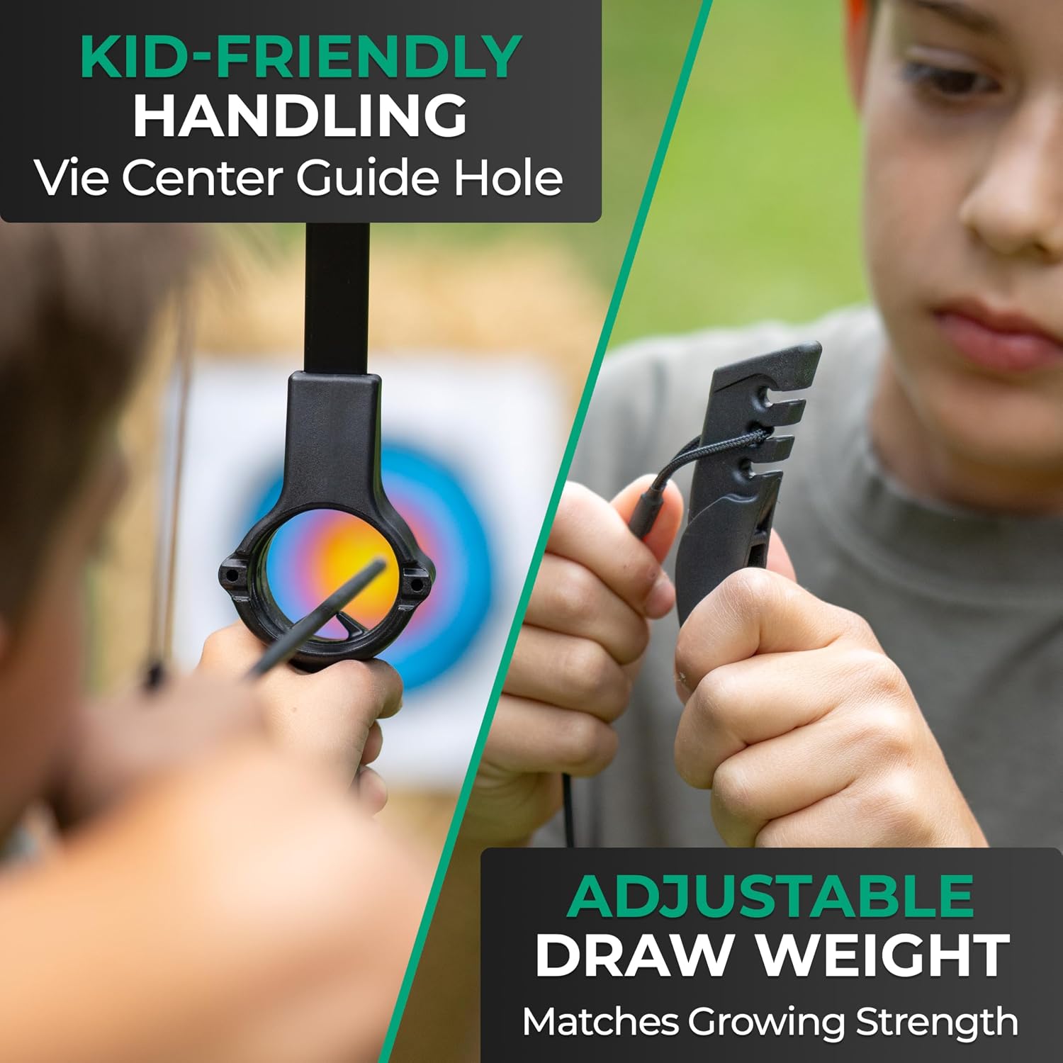 Bow and Arrow for Kids Ages 6+ | Beginner Archery Set with Aim Guide, 6 Carbon Hybrid Arrows & 3 Targets | 3-Piece