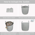 Cotton Rope Laundry Basket Hamper for Clothes Large Light Grey