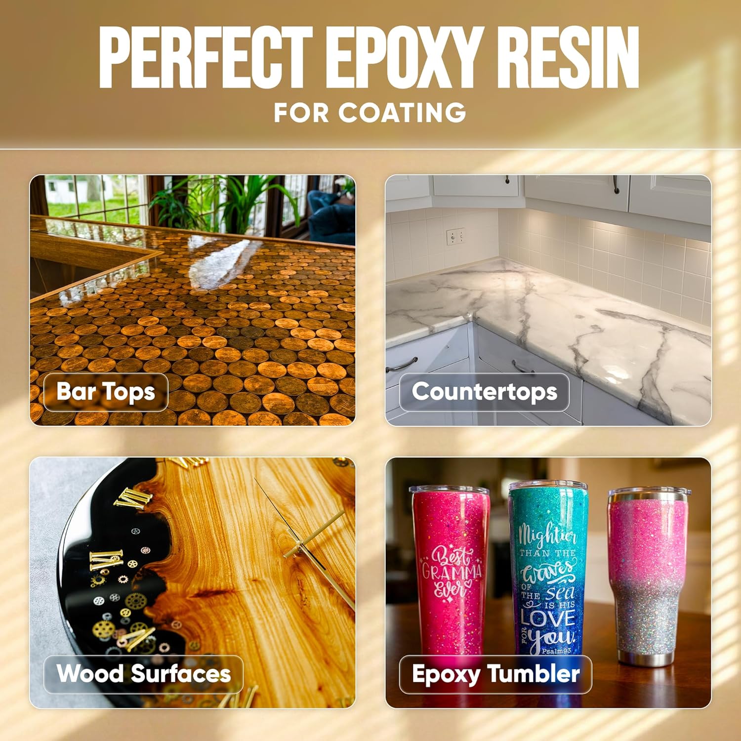 Table Top Epoxy Resin Kit - Ultra Clear, High-Gloss, 1 Gallon | UV & Scratch Resistant Finish, Bubble-Free