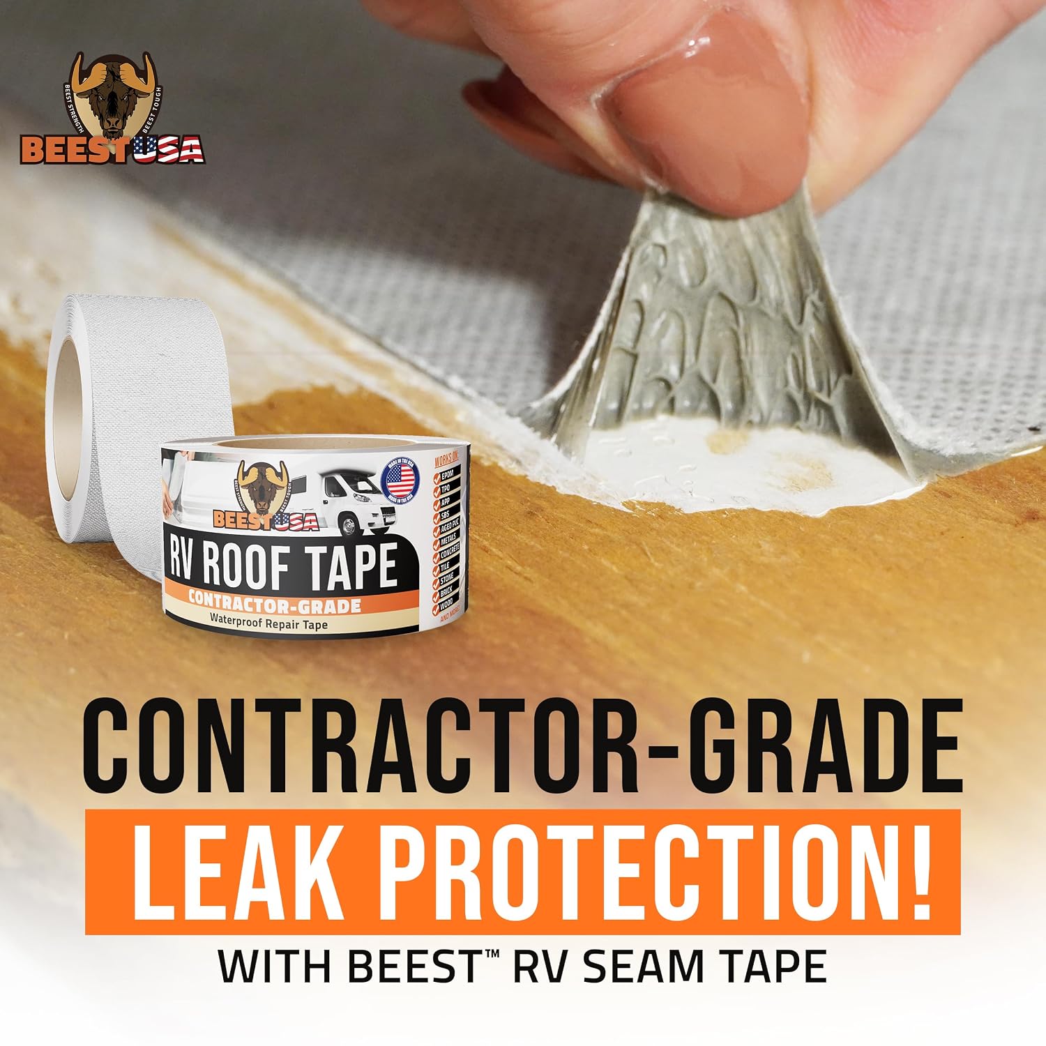 BEEST RV Roof Tape 4"x25", Waterproof Tape, RV Roof Sealant - Patch, Repair, Seal Leaks & Seams Permanently - Roofing