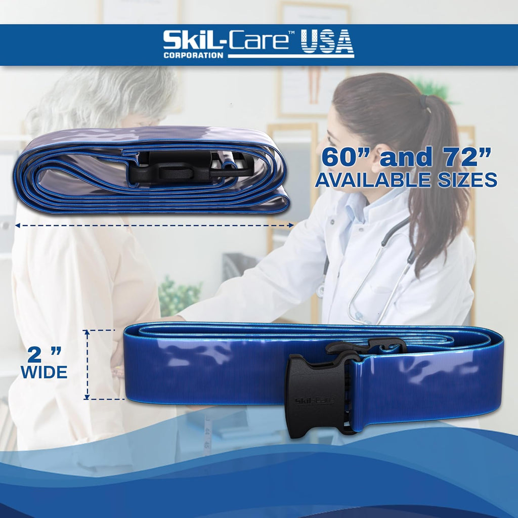 Skil-Care BioShield Gait Belt, Blue, 72"L, Liquid-Proof, Delrin Buckle