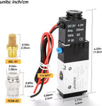 1/4" NPT Solenoid Valve 3V210-08, 3-Way N.C., DC 12V, Lead
