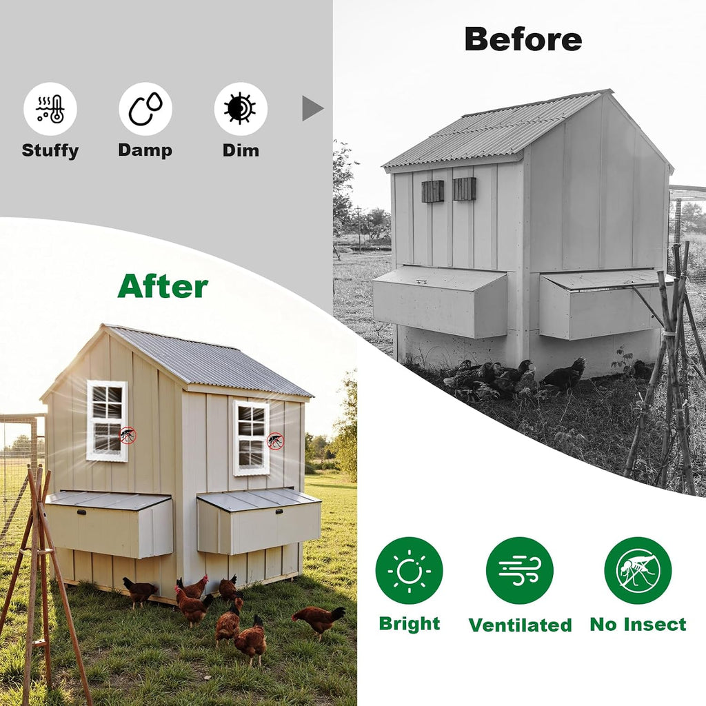 18" x 27" Shed Windows 2 Pack, Small Sliding Window with Tempered Glass & Metal Mesh Screen, Flush Mount Windows for