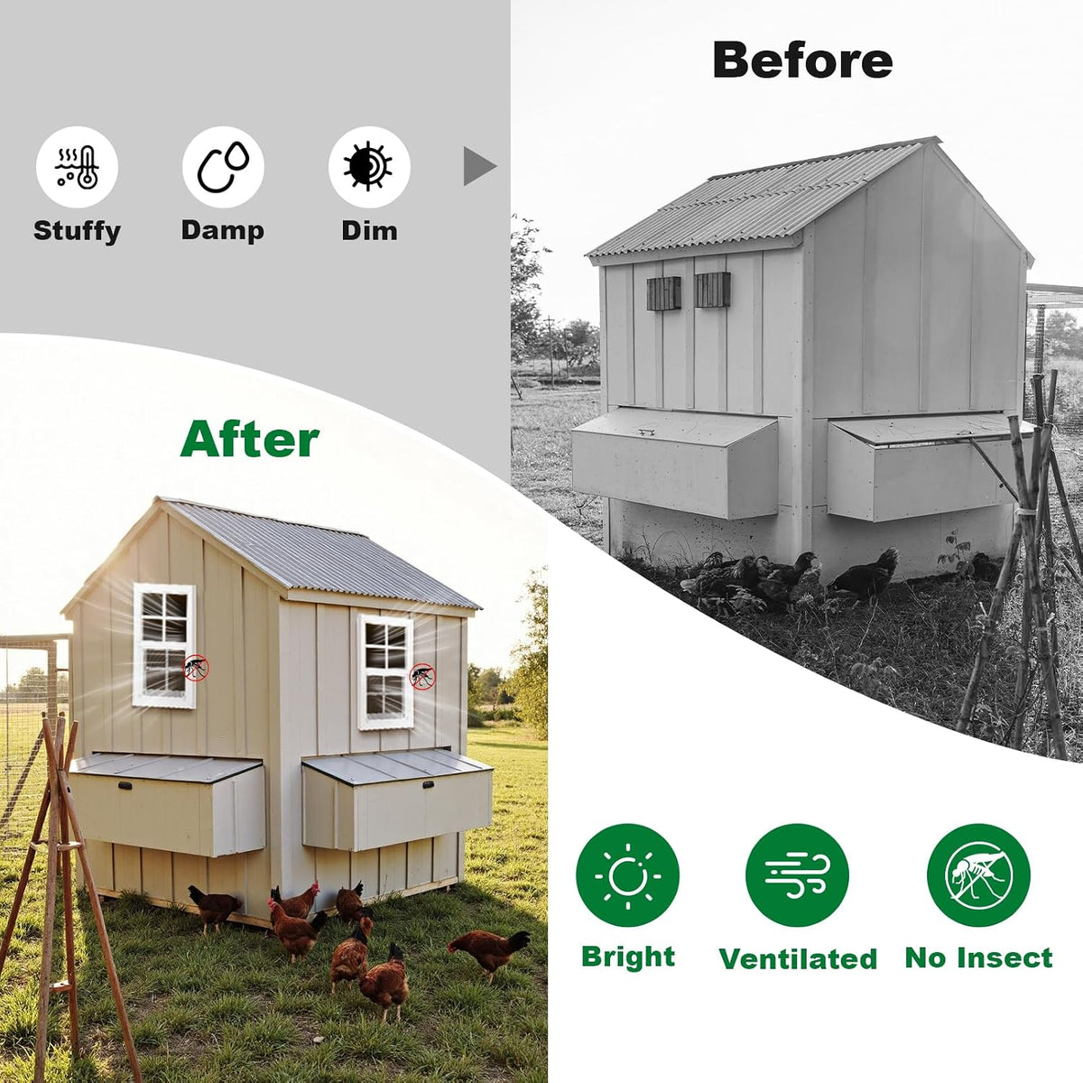 18" x 27" Shed Windows 2 Pack, Small Sliding Window with Tempered Glass & Metal Mesh Screen, Flush Mount Windows for