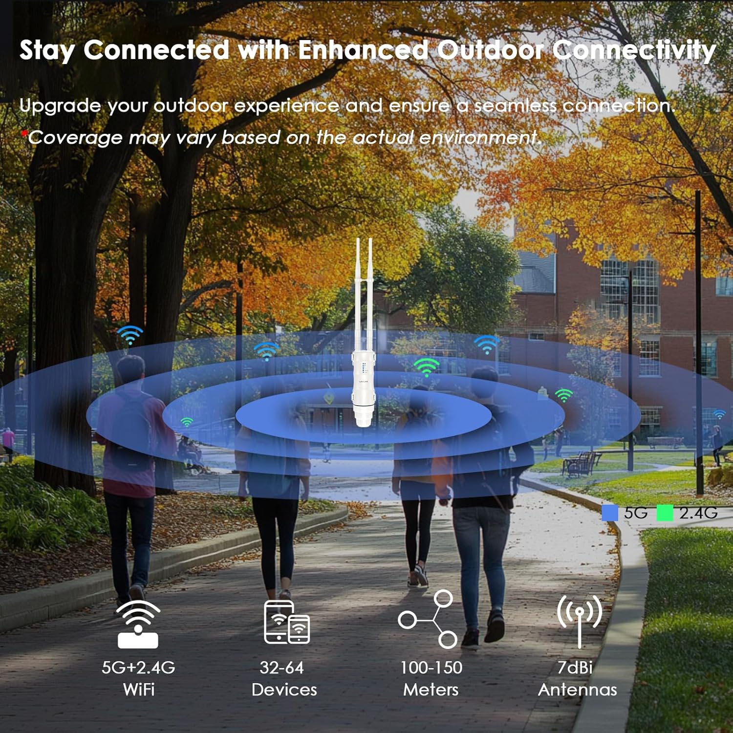 AC600 Outdoor WiFi Extender, Long Range WiFi with PoE | Dual Band 2.4+5G Wireless Router/AP/Wi-Fi Range Extender 3 in