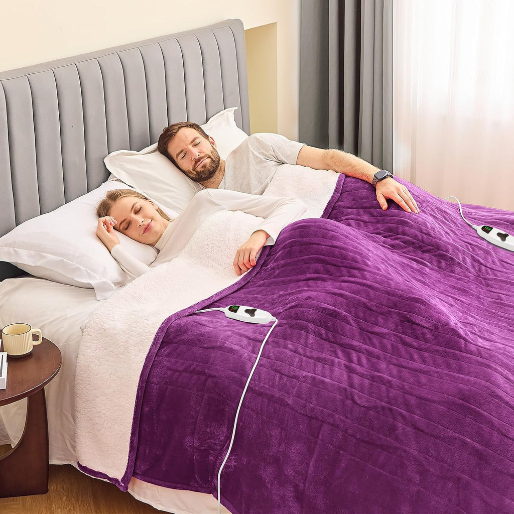 Heated Blanket Electric King Size 100"X90" Dual Control, Heating Blanket with 10 Heat Levels 1/2/4/6/8 Hours