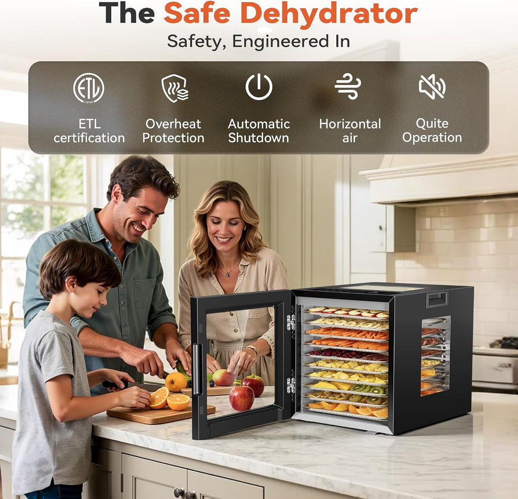 Food Dehydrator Machine 10 Stainless Steel Trays 10 Presets