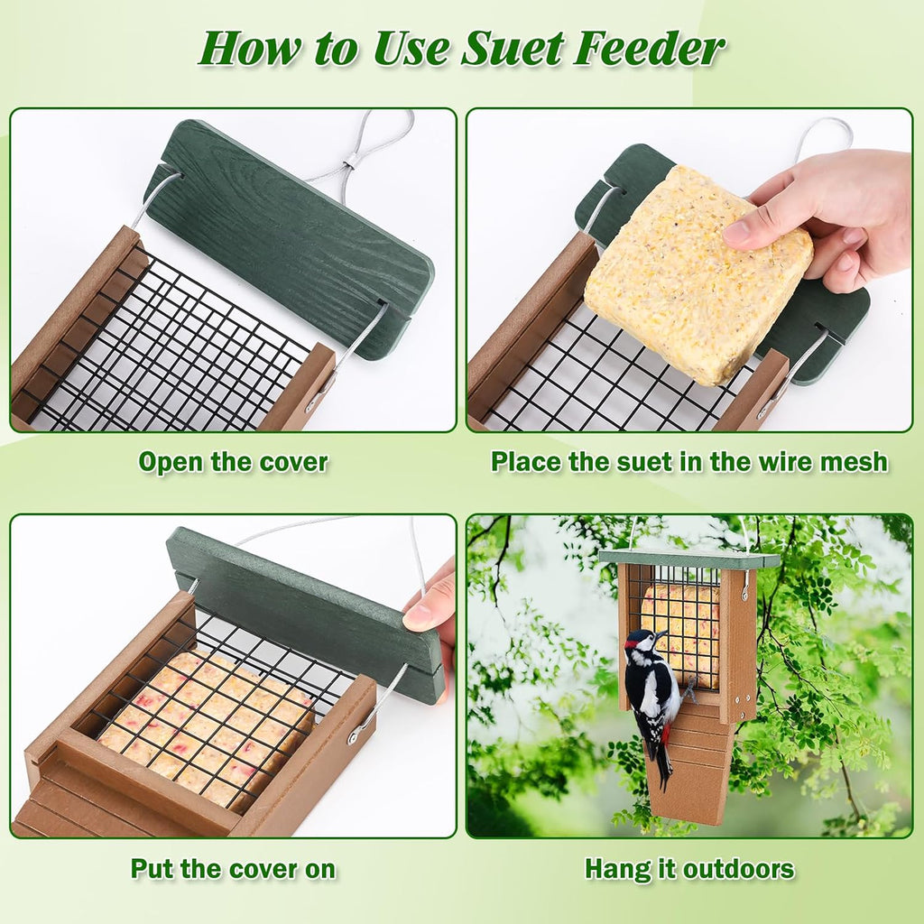 Recycled Plastic Suet Bird Feeder with Tail Prop for Woodpeckers