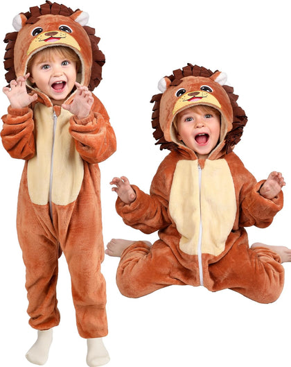 Toddler Baby Animal Costume Kids Toddler Dinosaur Lion Halloween Costume with Tail, Soft Dress Up for Baby Boys Girls