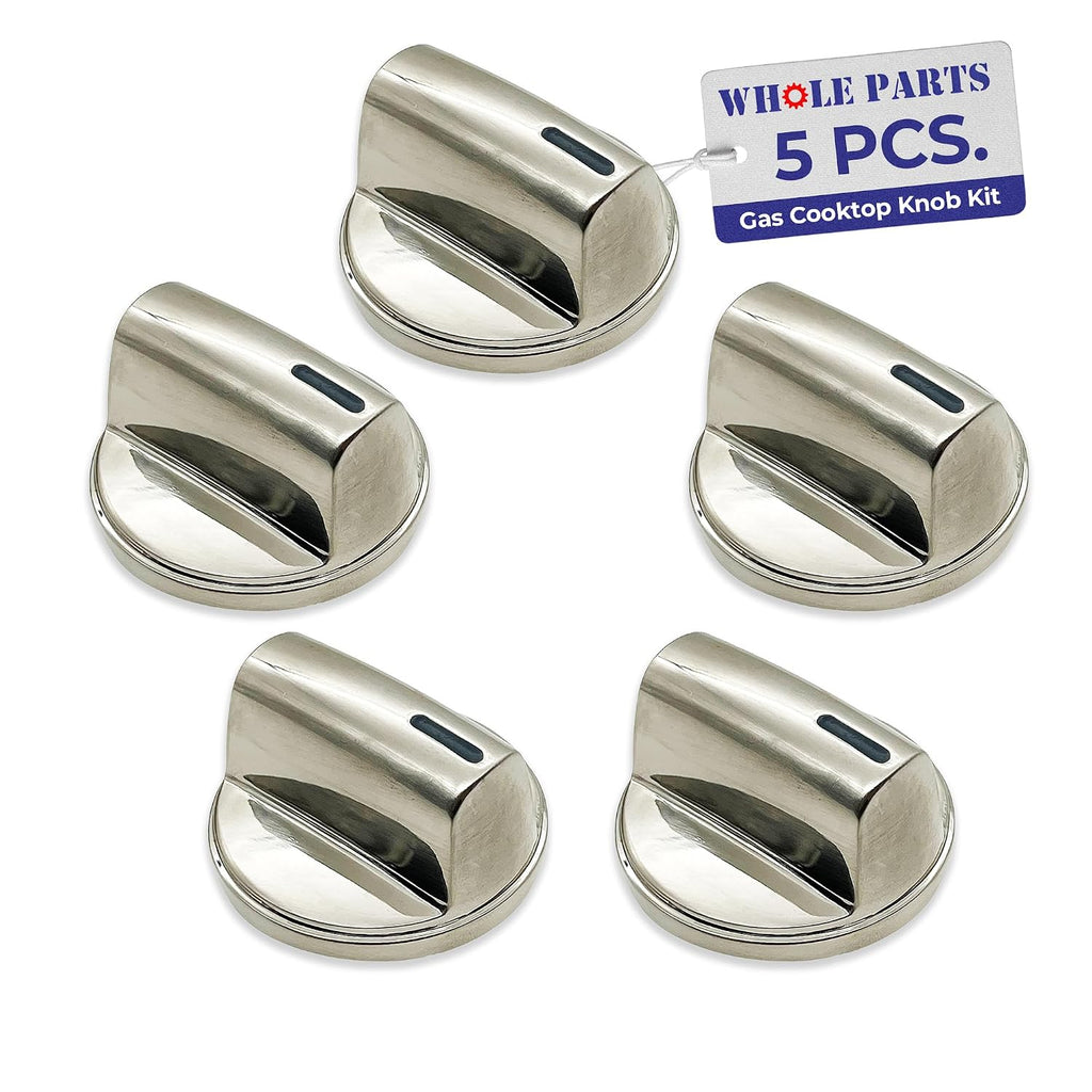 Whole Parts Upgraded 5-Piece Gas Cooktop Knob Kit Part# 00654043