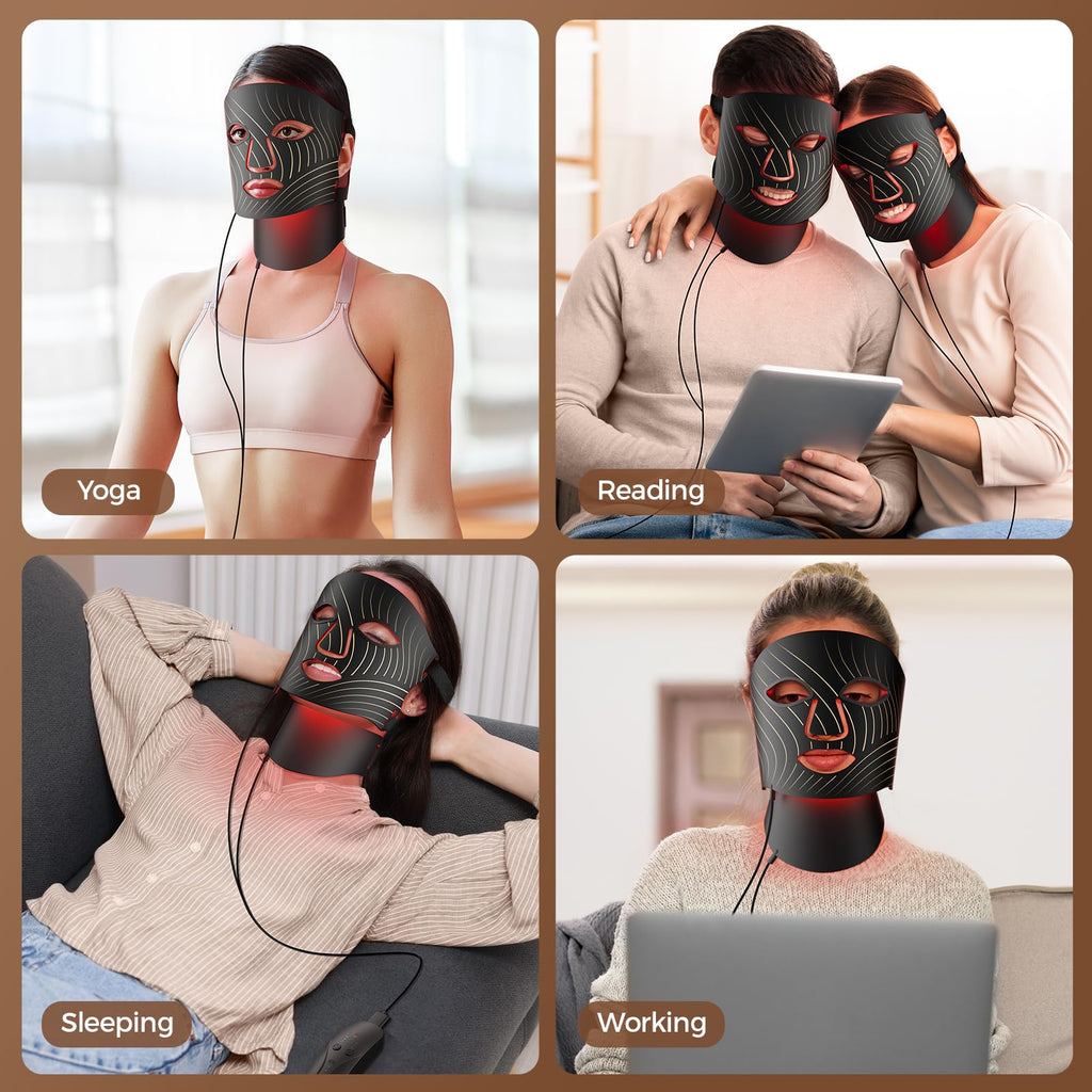 Red Light Therapy for Face,LED Face Mask Light Therapy with Neck Device