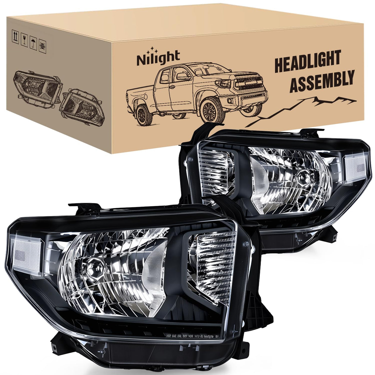 Headlight Assembly Compatible for 2014-2021 Toyota Tundra