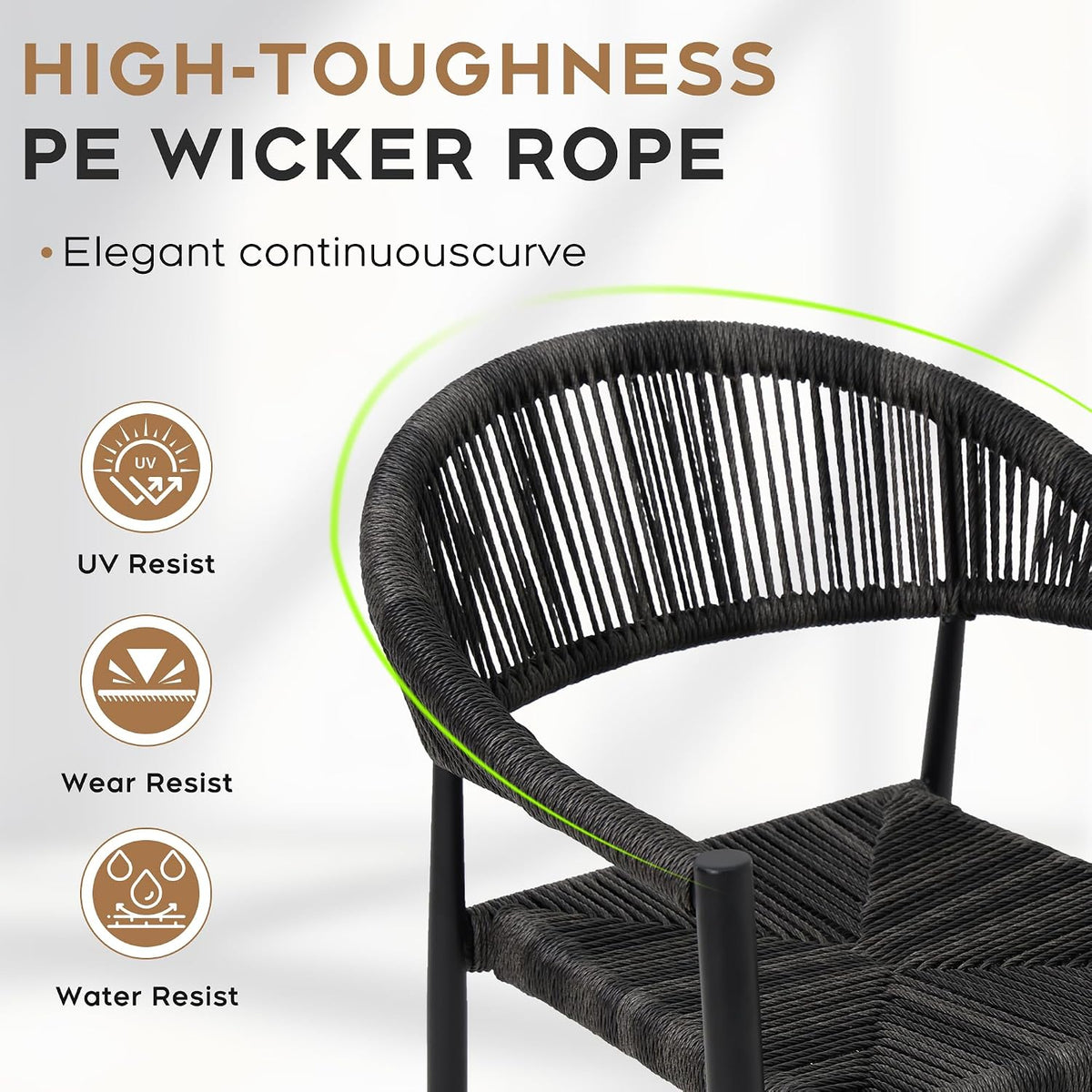 Patio Dining Chairs Set of 4, Stackable Aluminum Armchair