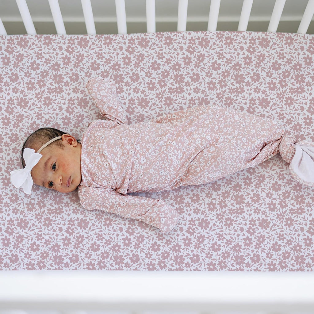 Crib Sheets Neutral - Fitted Baby Crib Sheets Bed for Girl Boy - 2 Pack Standard & Toddler Mattress (Antique Rose)