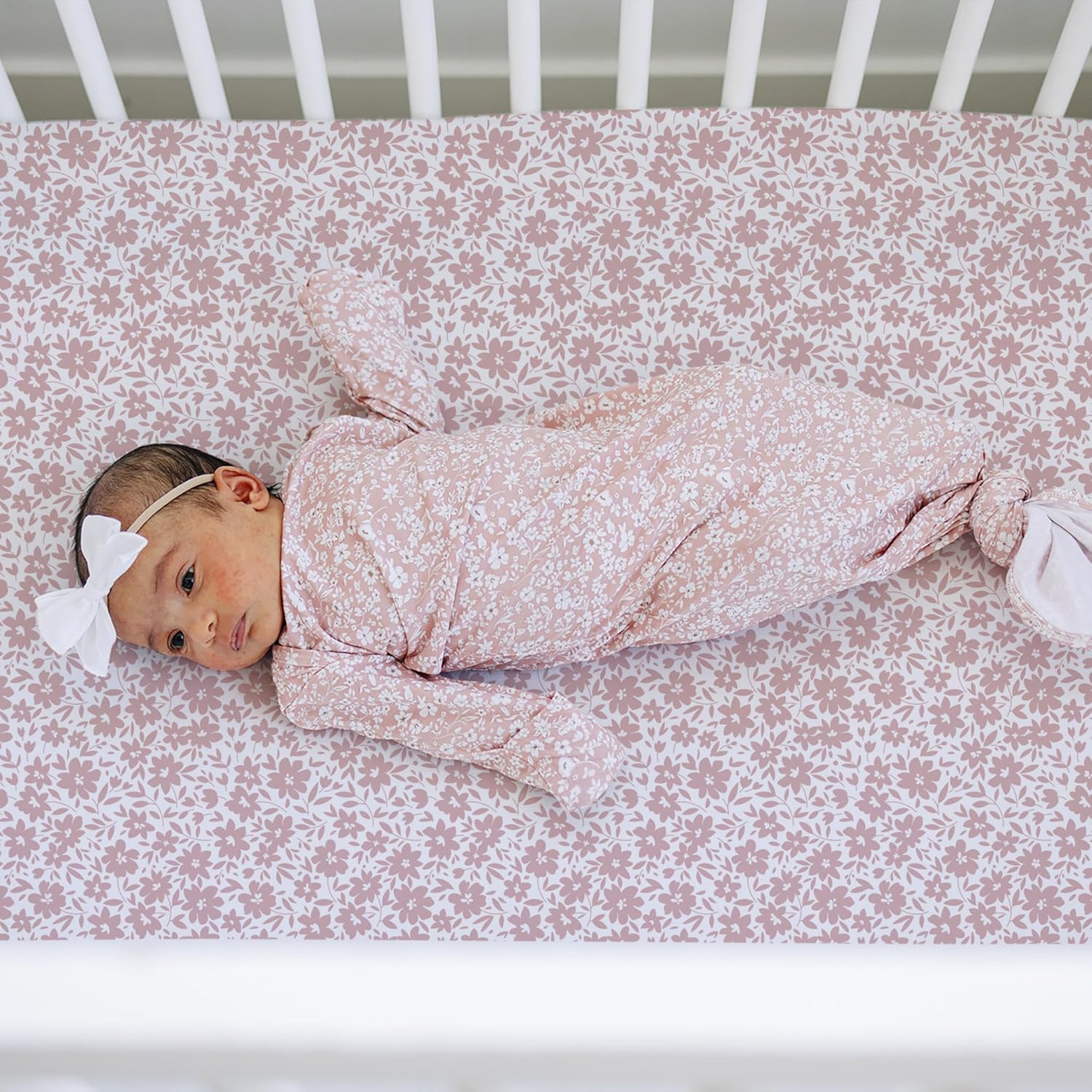 Crib Sheets Neutral - Fitted Baby Crib Sheets Bed for Girl Boy - 2 Pack Standard & Toddler Mattress (Antique Rose)