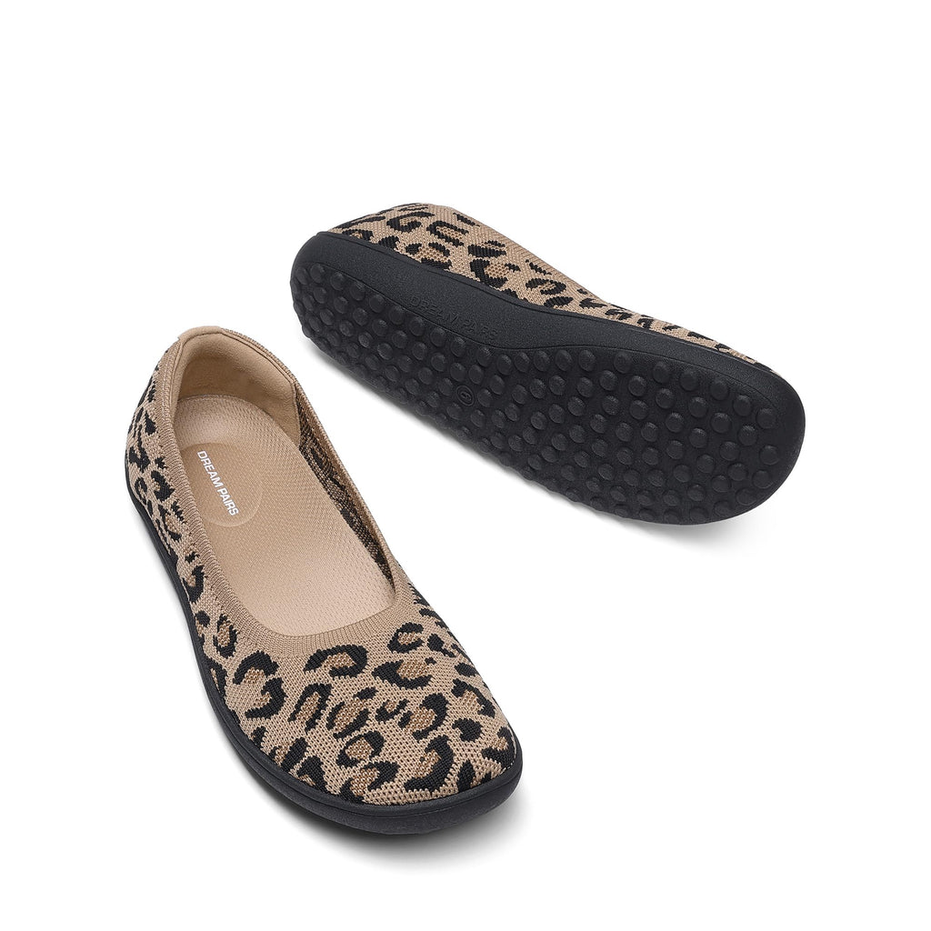 Women's Ballet Wide Toe Flats,Leopard,9